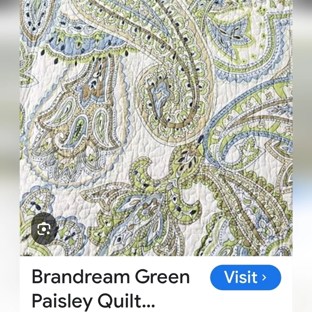 Brandream Green Paisley Patterned Quilt & 2 Yellow Pillows